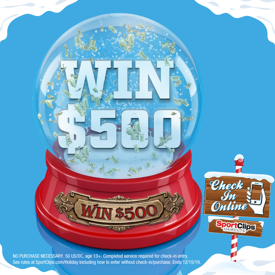 Sport Clips Holiday Halftime cash giveaway logo
